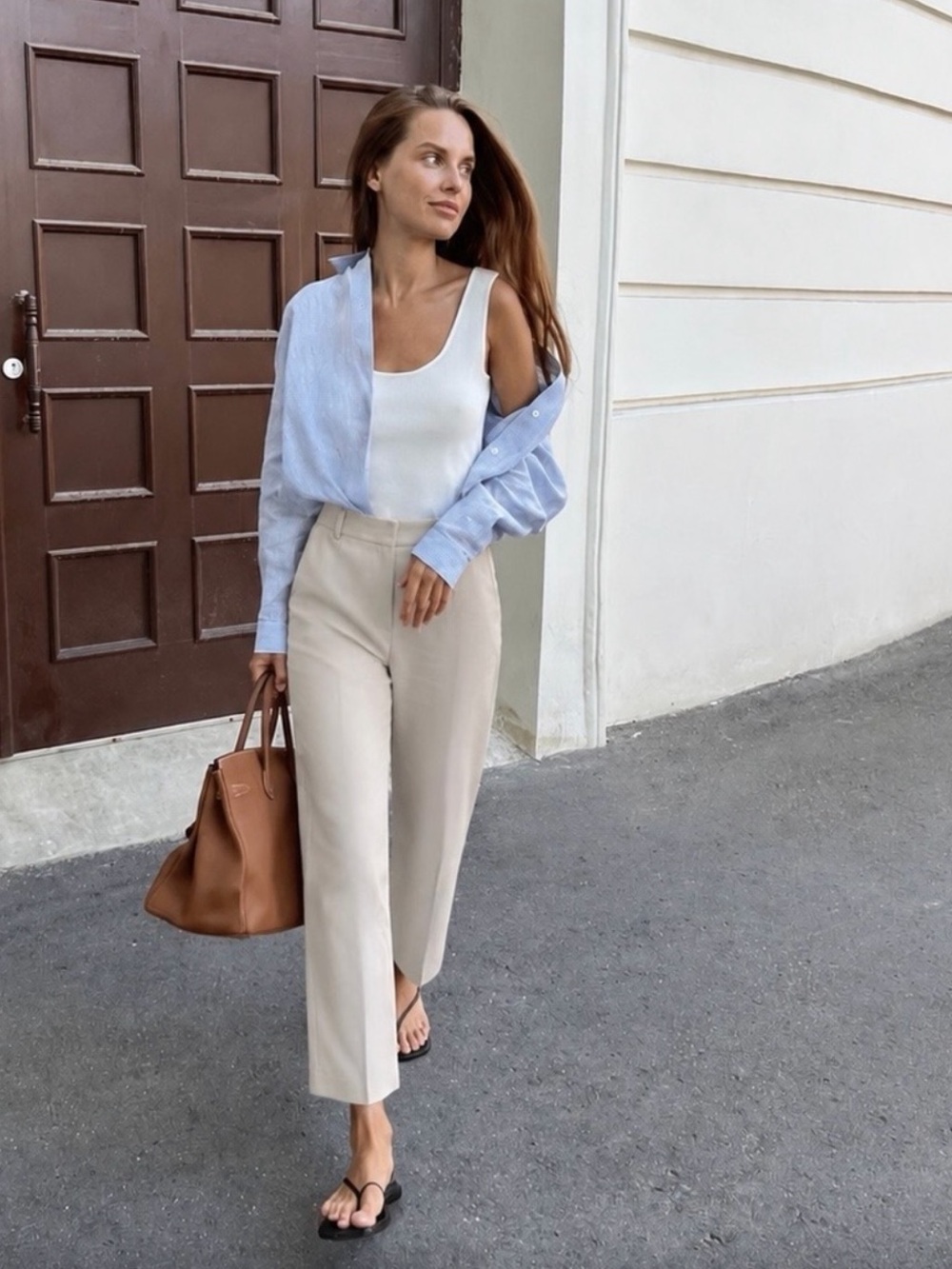 COS Beige Straight-Leg Pants